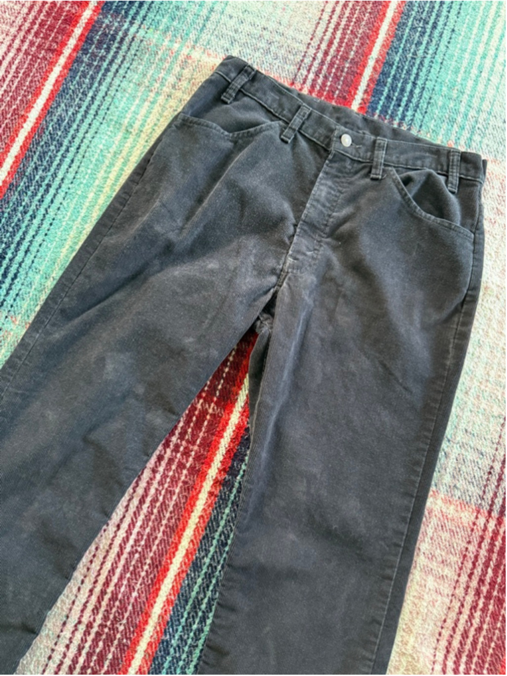 Vintage Levi's Black Over-dyed Straight Fit Corduroy Pants 34x32 - Picture 2 of 7
